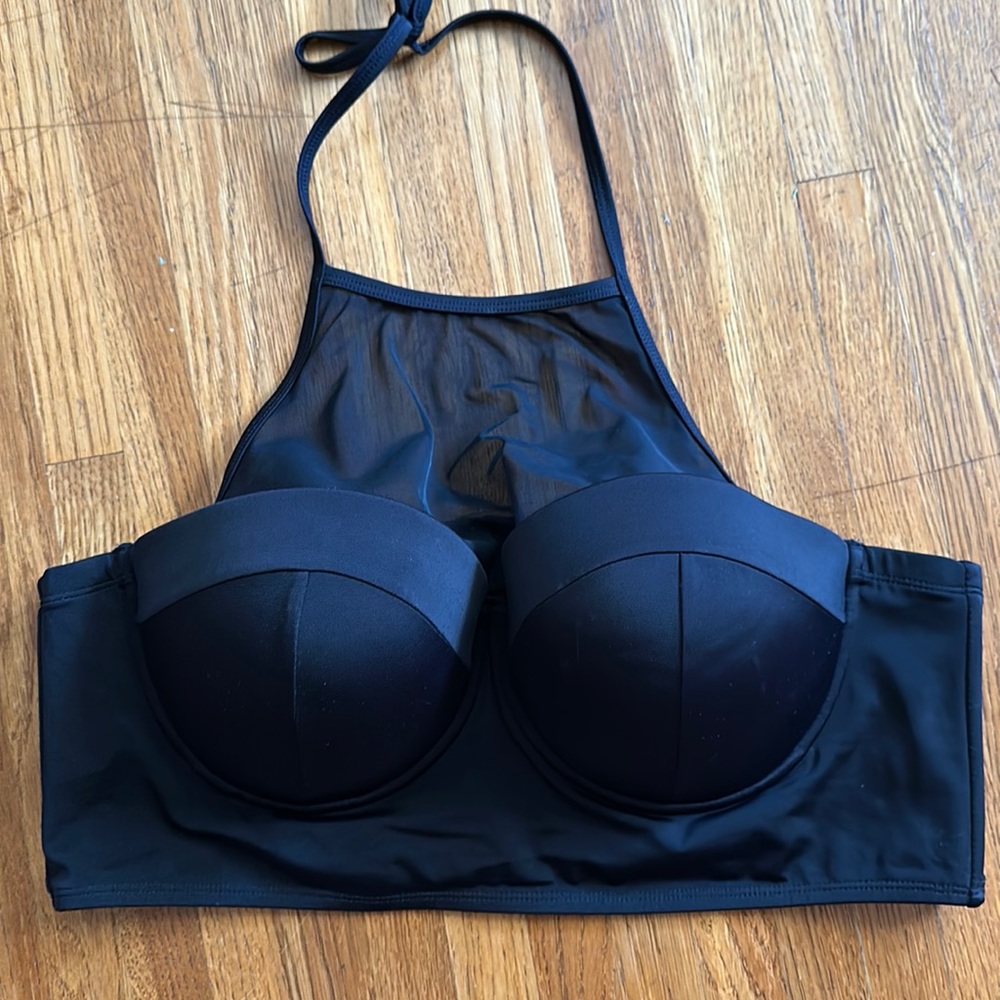 TORRID UNDERWIRE PUSH UP BIKINI TOP WITH HALTER MESH DETAIL 2X